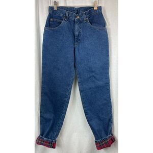 Vintage LL Bean Flannel Lined Women's Jeans Denim size 16 28' waist
